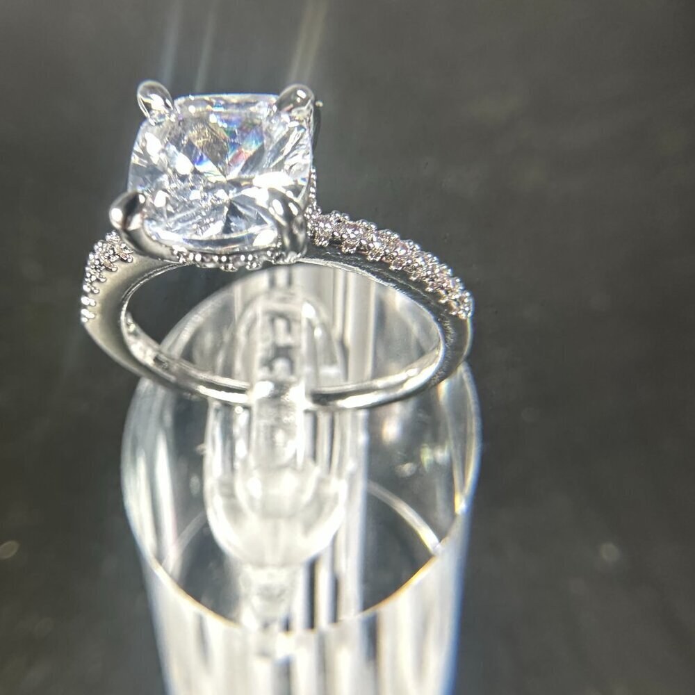 Womens Silver Plated Brass Ring Cubic Zirconia - Picture 7 of 15